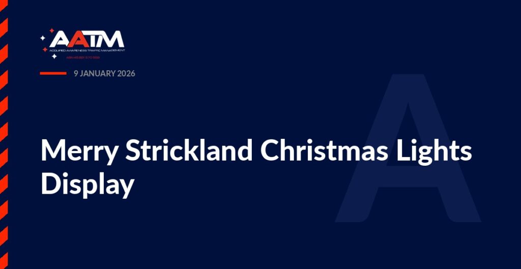 AATM branded banner for the article: Merry Strickland Christmas Lights Display